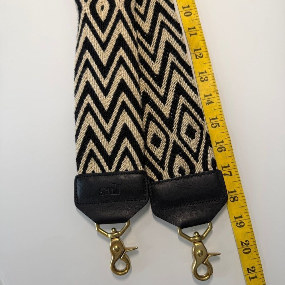 Salt Black Brown Chevron Gold Hardware Woven Bag Strap 41" - Picture 4 of 5